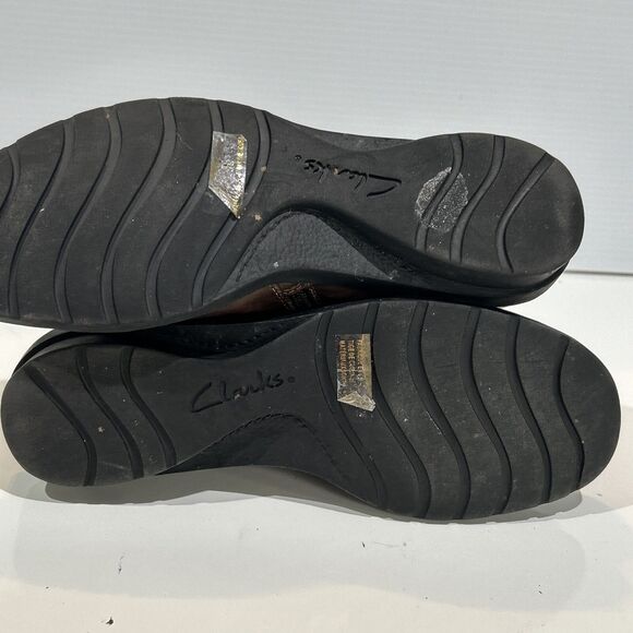 Clarks Bendables Boots Womens 9 Bootie Brown Leather Comfort Slouch Front Zip - Picture 5 of 12